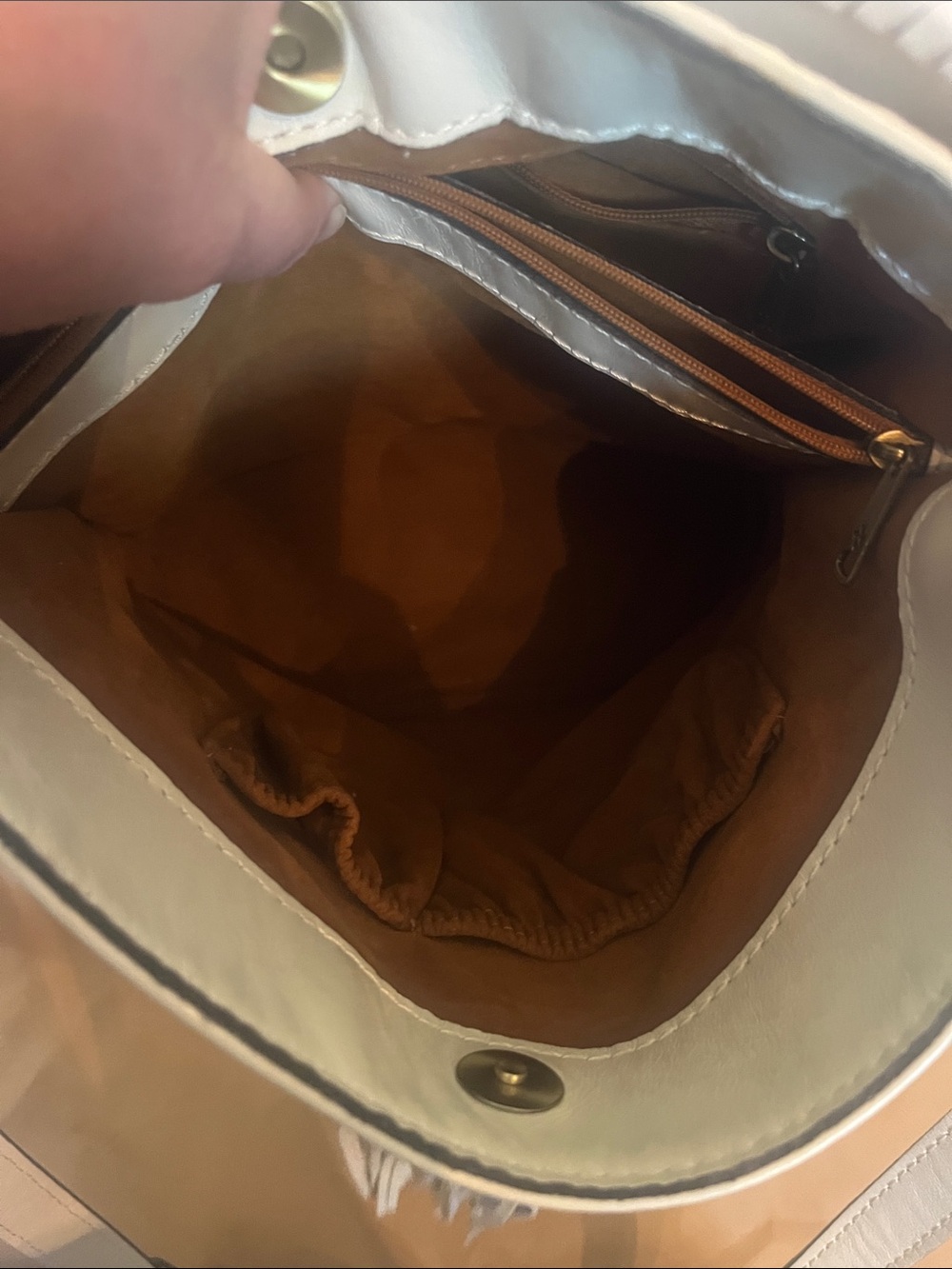 Patricia Nash Cream Tassel Bucket Bag - Picture 7 of 13